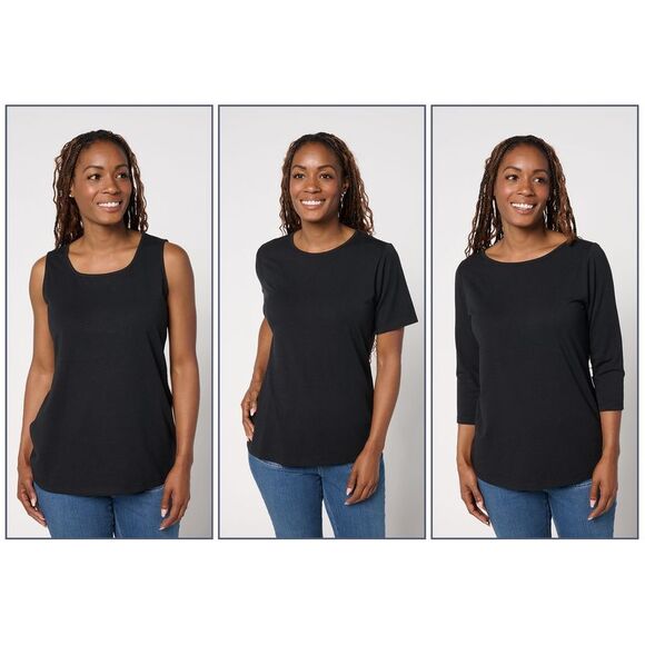 Fashion Tops - Fashion Women's Top Plus Sz 3X Denim & Co. Essentials So Soft Black A692711